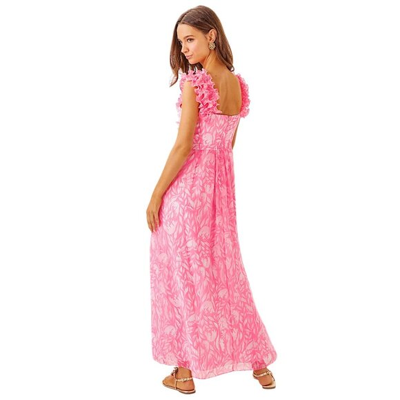 Lilly Pulitzer Amber Ruffled Maxi Dress in Rousseau Pink NWT - Size 6 - Picture 4 of 8